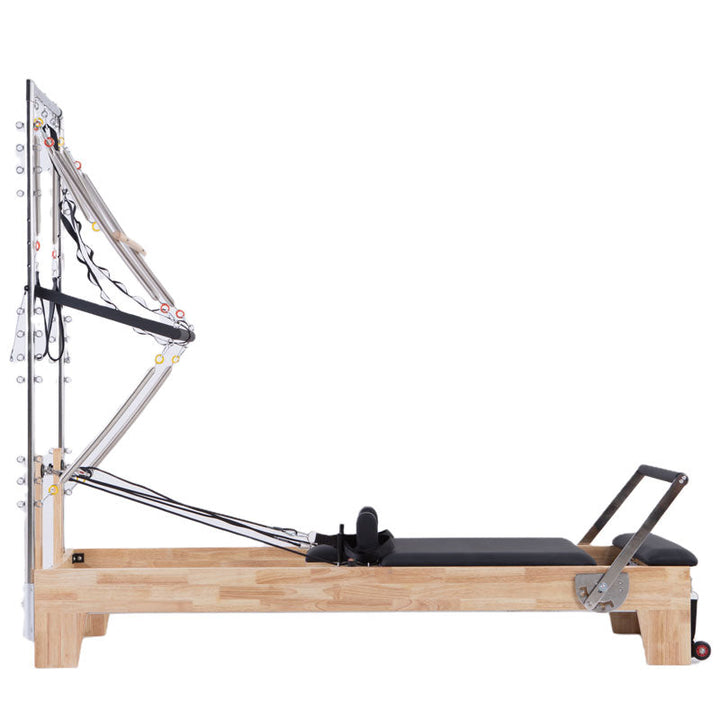 Set Pilates Facile Wood Reformer with Tower,(Half Trapeze),Sit Box, Jump  Board, Converter Bed, Maple Wood, Chrome Tower, 2 Yrs Warranty, Free  Assembly